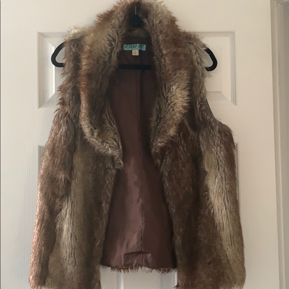 Francesca’s feux fur vest